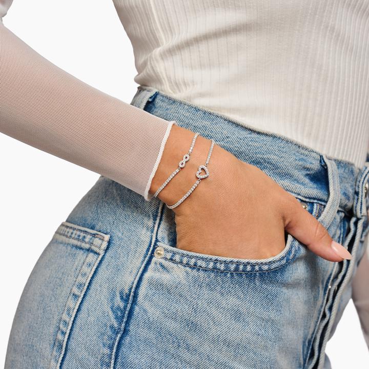 Produktbild Thomas Sabo Tennisarmband Infinity mit weissen Steinen Silber (19 cm, Recyceltes 925 Silber)