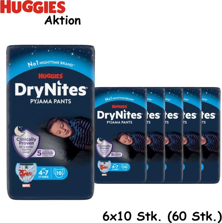 Produktbild Huggies DryNites 4-7 Jahre (Gr. M, Tragepack, 10 Stück)