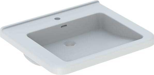 Produktbild Geberit Renova Nr. 1 Comfort, Waschtisch, unterfahrbar,600x550 mm, mit Hahnloch, ohne Überlauf, wei (550 mm, 600 mm)
