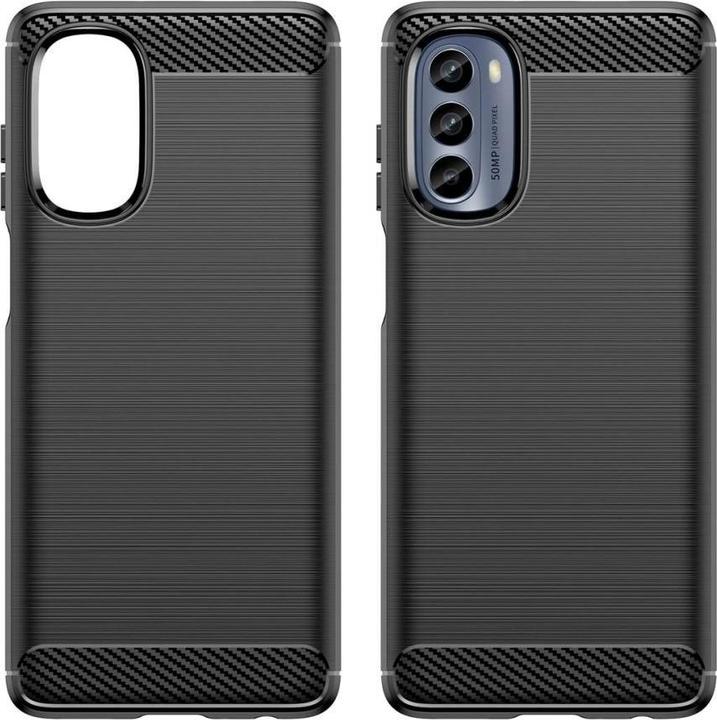 Hurtel Custodia in carbonio per Motorola Moto G62 5G Custodia in silicone flessibile in carbonio nero (Motorola Moto G62 5G)