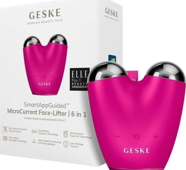 Konjac Sponge Mikroprądowy lifting do twarzy 6w1 Geske z Aplikacją (magenta)