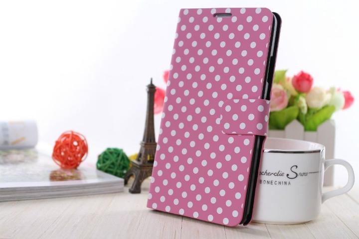 Produktbild König Design Schutzhülle Tasche (Flip Quer) für Handy Apple iPhone 6 Plus Rosa / Weiss (Apple iPhone 6 Plus)