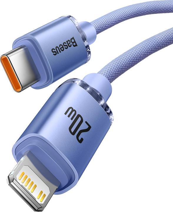 Actual product image Baseus Crystal Shine Series Fast Charging Data Cable Type-C to iP 20W 2m Purple (2 m, USB 2.0, 20 W)