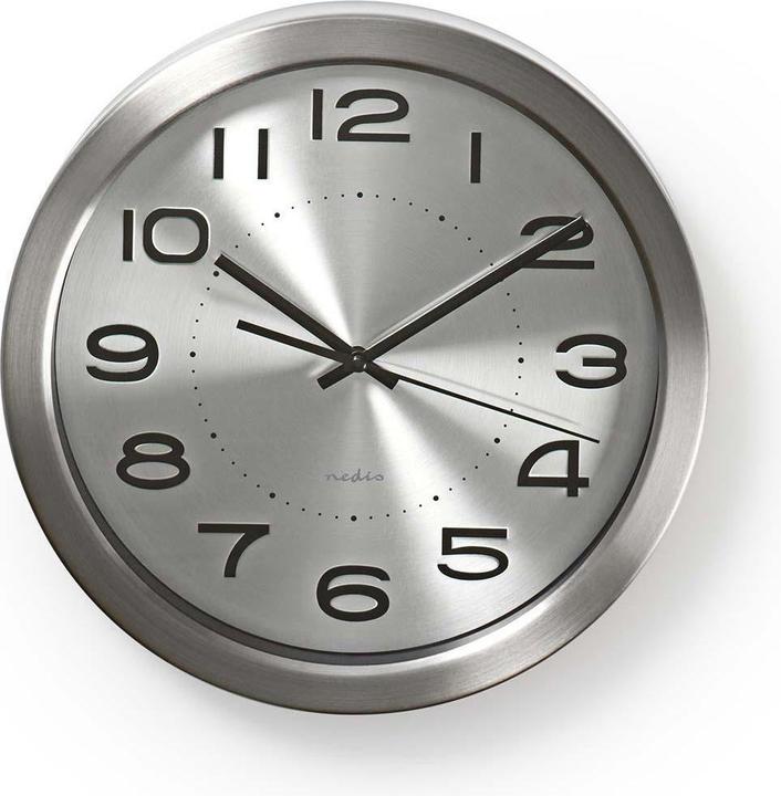 Produktbild Nedis Wanduhr | Durchmesser: 300 mm | Edelstahl | Silber (30 cm)