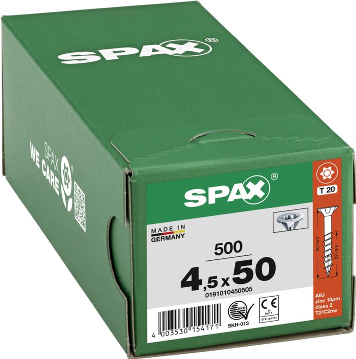 Produktbild Spax Spanplattenschrauben SK T20 4,5x50 mm (500 Schrauben pro Stück)