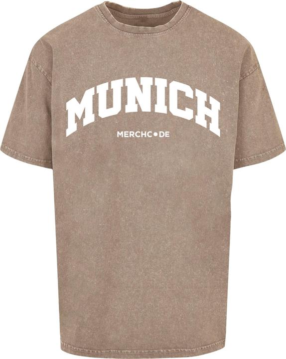 Merchcode Munich Wording - Acid Washed Oversize Tee - 113017