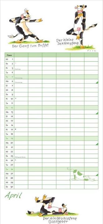Produktbild YogafürKüheFamilienplaner2026-Wandkalender-Familien-Kalendermit6Spalt (22 x 49 cm, Harter Einband, Deutsch)