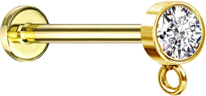Star Piercing Micro Labret Innengewinde vergoldet mit Zylinder Kristall silber Ring für Anhänger (ohne Messing, Chirurgenstahl 316L)