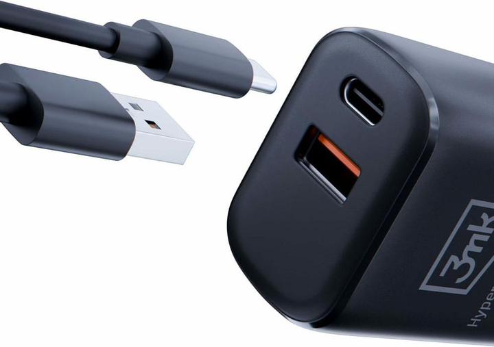 Immagine prodotto 3MK HyperCharger 20W 1xUSB-C + 1xUSB-A ładowarka sieciowa PD/QC czarna/nero (20 W)