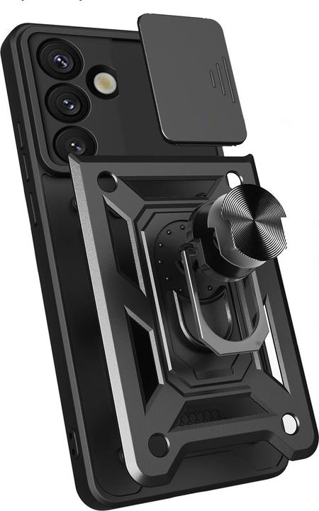 Produktbild Hurtel Hybrid Armor Camshield mit Ständer und Kameraabdeckung für Nothing Phone (3a) Pro 5G - Schwarz (Nothing Phone (3a) Pro)