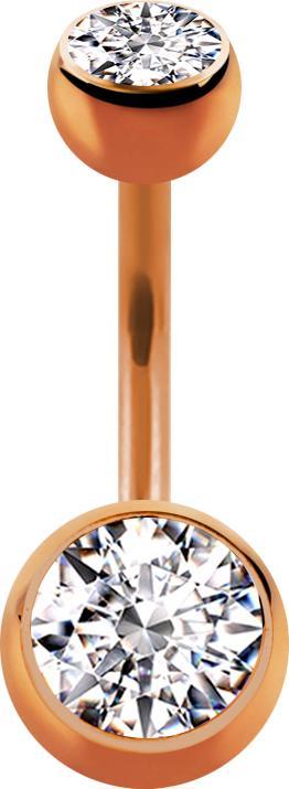 Immagine prodotto Star Piercing Banana oro rosa con due sfere di cristallo argento (Acciaio chirurgico 316L, senza ottone)