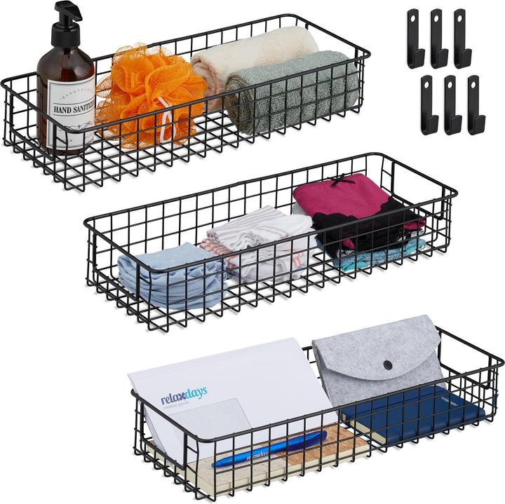 Relaxdays 3x wire basket (3 x, 41 x 16 x 7.5 cm)