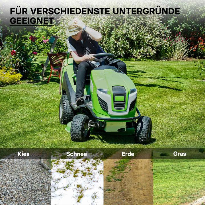 Produktbild Wiltec Reifen für den Aufsitzmäher 15x6.00-6 4pr mit Schlauch Winkelventil Komplettrad