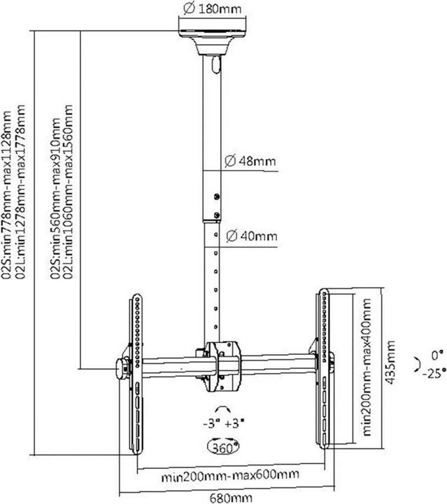 Produktbild myWall HD3 Deckenhalterung (Decke, 70", 50 kg)