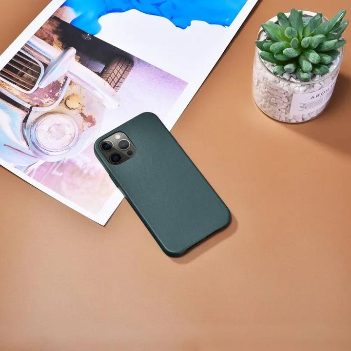 Produktbild iCarer iPhone 12/12 Pro - Echtleder Back Cover Etui, grün (RIX1206) (Apple iPhone 12, Apple iPhone 12 Pro)