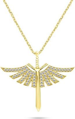 Immagine prodotto Brilio Argento - Elegante collana placcata oro con spada d'angelo e zirconi NCL144Y