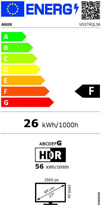 Etichetta energetica ASUS TUF Gaming VG27AQL3A (2560 x 1440 pixel, 27")