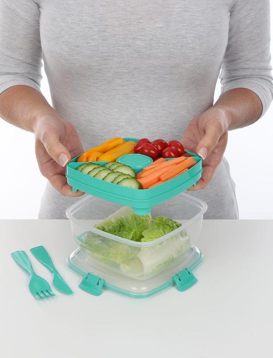 Actual product image Sistema Salad box to go with cutlery 1,1 l 16,5x16,5x8,5cm assorted colors