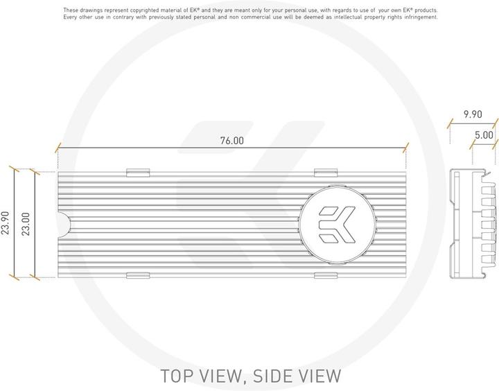Actual product image EKWB EK-M.2 NVMe Heatsink - blue