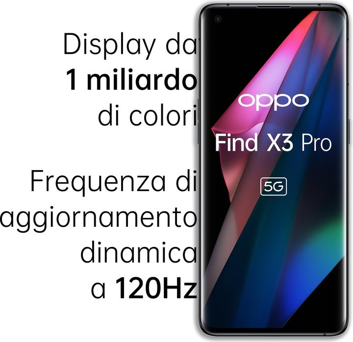 Actual product image OPPO Find X3 Pro (256 GB, Gloss Black, 6.70", SIM + eSIM, 50 Mpx, 5G)