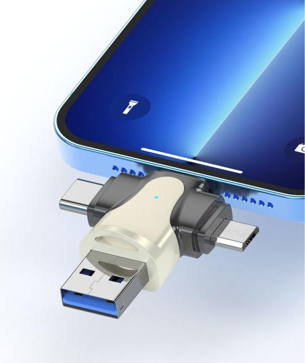 Produktbild PowerGuard 4 in 1 USB-C Lightning MicroUSB & MicroSD Card Reader Adapter (USB Typ C, Lightning, Micro USB)