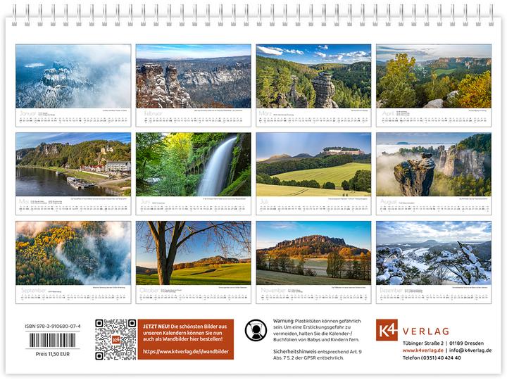Produktbild Kalender Schsische Schweiz kompakt 2026 (21 x 15 cm, Deutsch)