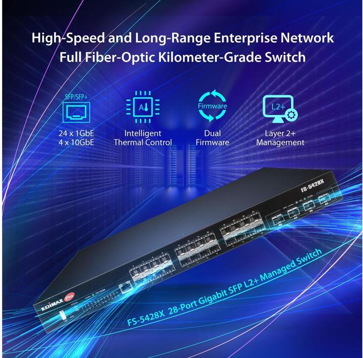Immagine prodotto edimax Switch 24 porte SFP Gigabit + 4 porte SFP+ 10GbE (28 Porti)