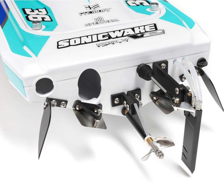 Image du produit ProBoat Sonicwake V2 36" Self-Righting Bateau de course Brushless Deep-V RTR Blanc/Bleu