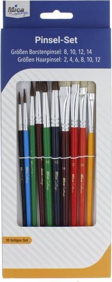 Produktbild MICA College Pinselset 10-teilig - mit bunten Griffen