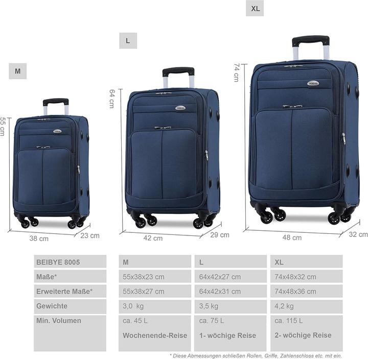 Produktbild Beibye Leichter Stoffkoffer (115 l, L (90 - 115l))
