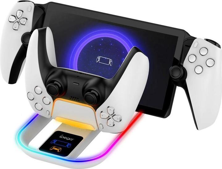 Produktbild NoName iPega P5P011 Charger Dock s RGB 2v1 pro Playstation Portal Remote Player a PS5 Ovladač White (PS5)