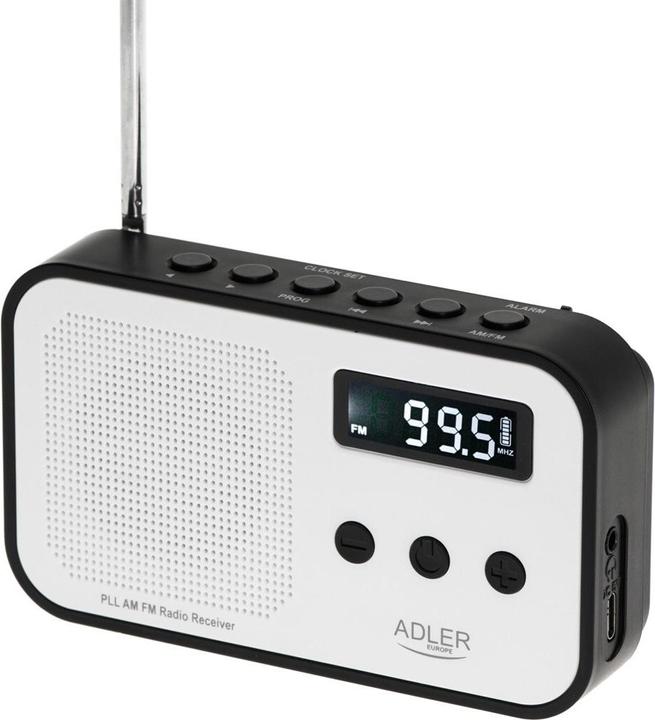 Image du produit Adler Interactive solution | Digital radio PLL AM/FM | AD 1907 | Alarm function | White/Black (AM, PLL, FM, VHF)