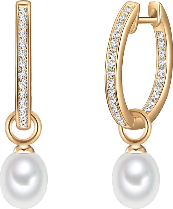 Valero Pearls Damen Sterling Silber Zirkonia Süsswasser-Zuchtperle gelbgold - 11904 (Sterling Silber)
