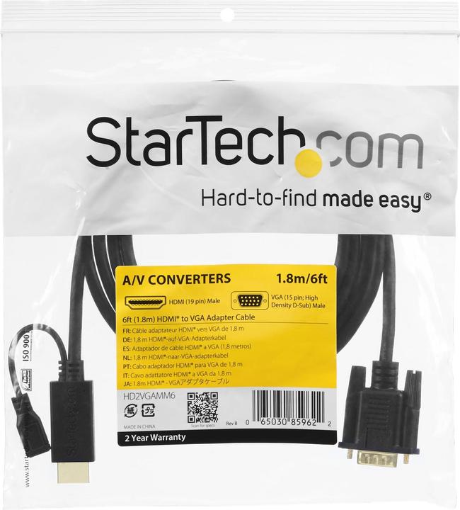 Image du produit StarTech Câble Adaptateur HDMI à VGA De 3 Pieds (1 m, HDMI)