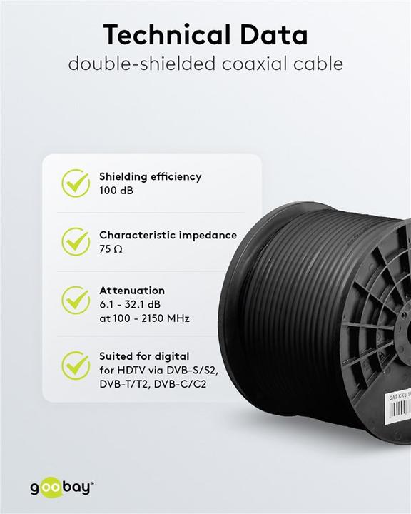 Produktbild Goobay Koaxialkabel Aussen-Durchmesse (100 dB, Antennendose)