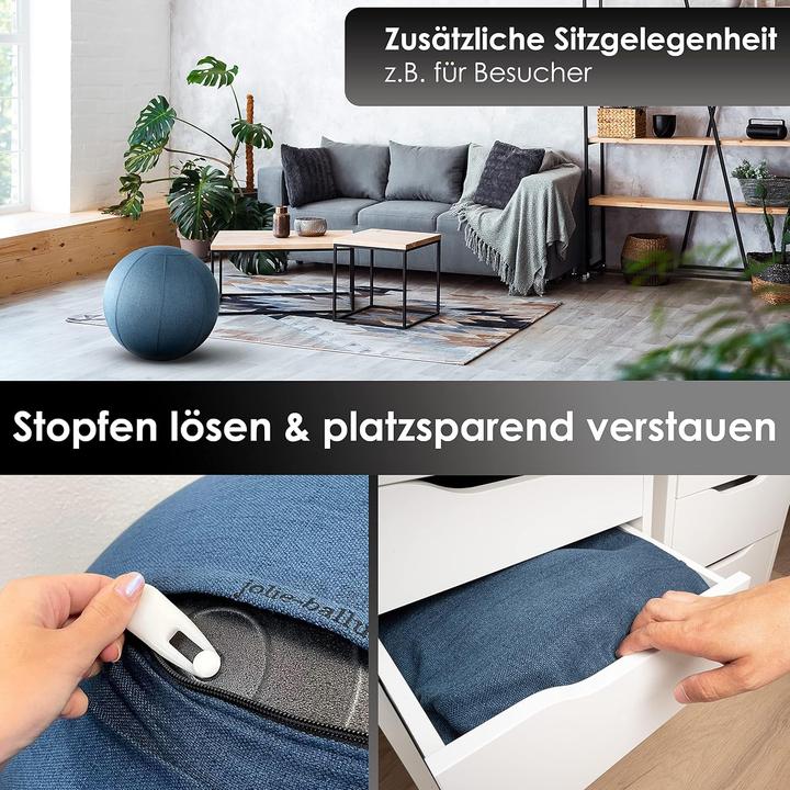 Produktbild Jolie-Balluu Ergonomischer Sitzball für Büro mit Stoffbezug (65 cm)