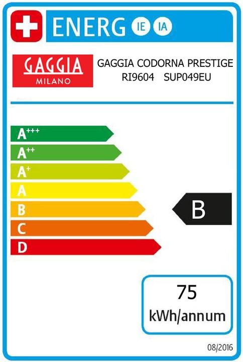 Etichetta energetica Gaggia Cadorna Prestige