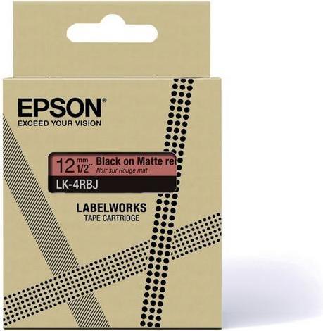 Actual product image Epson Matte Red/Black 12mm LK-4RBJ (1.20 cm, Red)