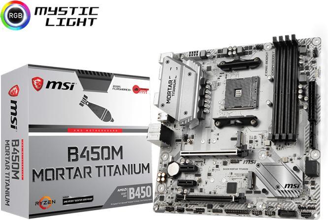 Actual product image MSI B450M Mortar Titanium (AM4, AMD B450, mATX)