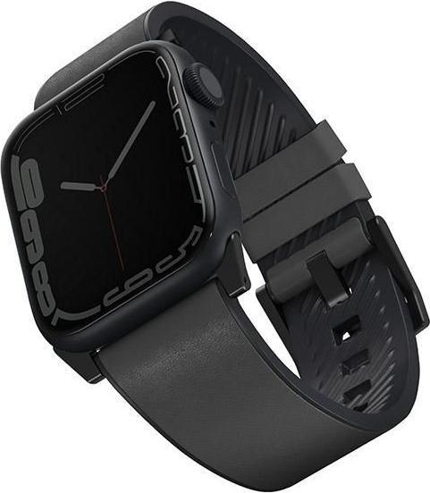 Actual product image Uniq Apple 4/5/6/7/8/SE/ULTRA Smart Watch Strap, Black, 42/44/45mm (45 mm, 44 mm, 42 mm, Silicone, Eco-leather)