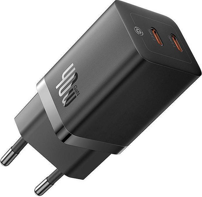 Actual product image Baseus Wall charger GaN5 40W, 2x USB C (Black) (40 W)
