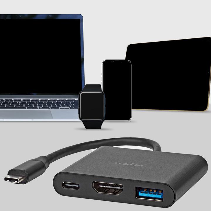 Produktbild Nedis USB Multi-Port-Adapter | USB 3.2 Gen 1 | USB-C™ Stecker | HDMI™ Ausgang / USB-A Buchse / USB-C (USB-C, 1 Ports)