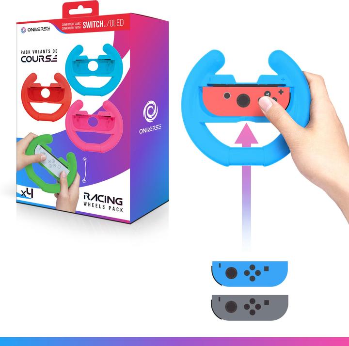 Produktbild Oniverse Pack of 4 Racing wheel controller holders - Blue/Red/Green/Pink (Switch)