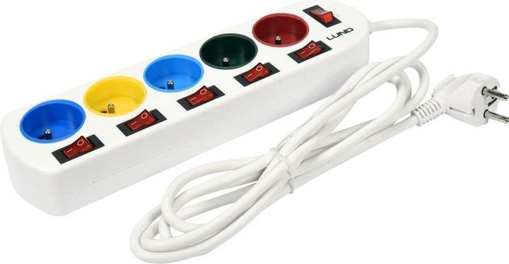 Actual product image Lund London Power supply line Lund 5G 5 sockets 2 m white (72460) (5 x, CEE 7/5, 2 m)