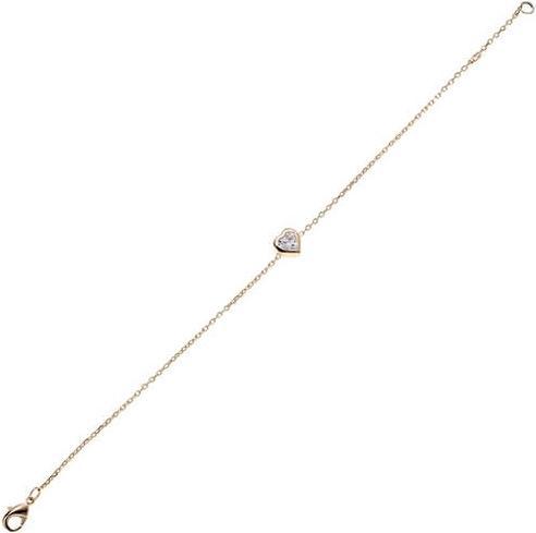 Lara Vergoldetem Messing ARMBAND – 16+2 – ZIRKONIA – HERZ (Vergoldet)