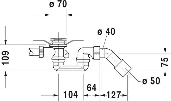 Produktbild Duravit Ab-/Überlaufgarnitur für zentralen Ablauf chrom (Überlaufgarnitur, 1 1/4")