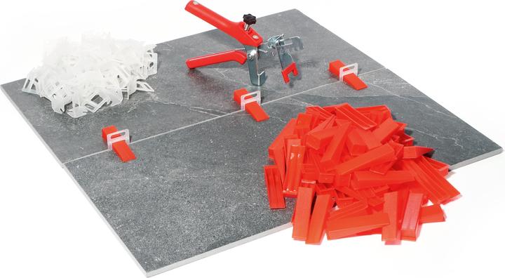 XPOtool Tile Levelling System Set 100 Tile Wedges, 100 Pull Tabs 1.5mm, & Levelling Pliers