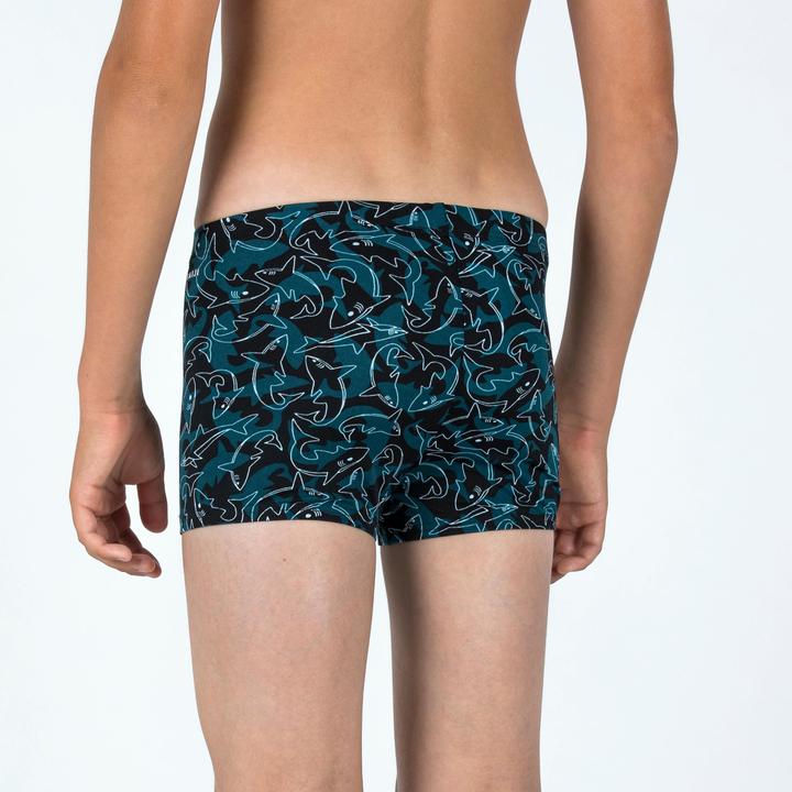 Image du produit Nabaiji Maillot boxer de bain natation Garçon - 500 Fitib shark noir bleu (146)