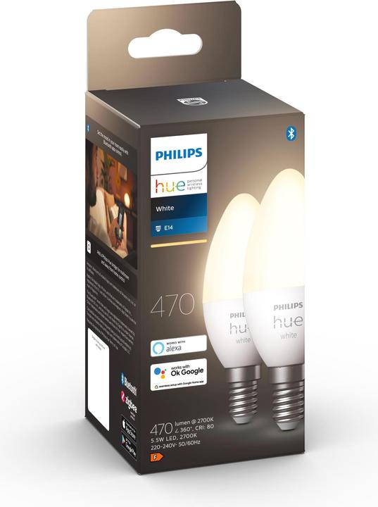 Actual product image Philips Hue White BT (E14, 5.50 W, 470 lm, 2 x, F)