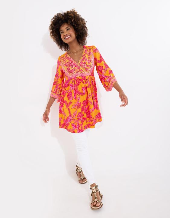 Actual product image Joe Browns Embroidered Neckline Vibrant Print Tunic Dress (10XL)